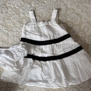 Janie and Jack White Dress with Black Stripes